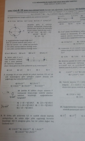 Fizik -2 Vize Soruları - 2016