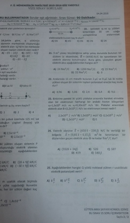 Fizik -2 Vize Soruları - 2016