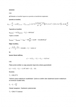 Isı Transferi Dersi Vize Soruları ve Çözümleri