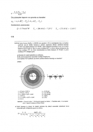 Isı Transferi Dersi Vize Soruları ve Çözümleri