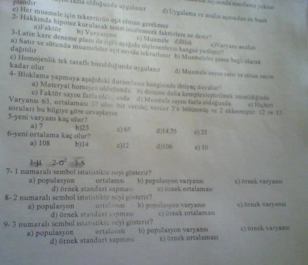 İstatistik Dersi Vize Soruları - Test
