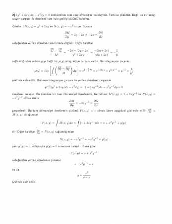 Diferansiyel Denklemler Dersi Vize Soruları ve Çözümleri
