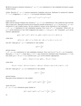 Diferansiyel Denklemler Dersi Vize Soruları ve Çözümleri