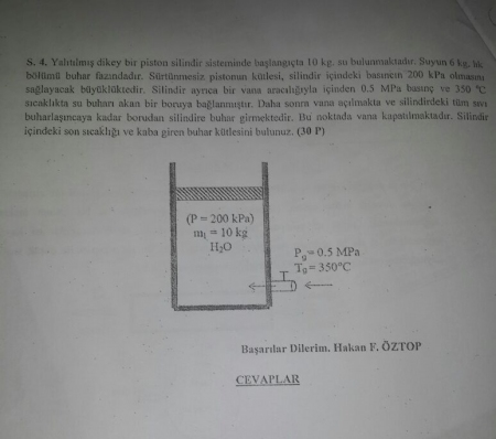 Termodinamik -2 Vize Soruları ve Cevapları