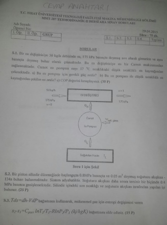 Termodinamik -2 Vize Soruları ve Cevapları