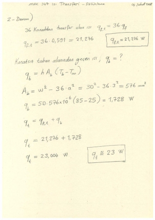 Isı Transferi Dersi Bütünleme Soruları ve Cevapları
