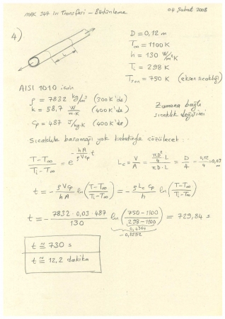 Isı Transferi Dersi Bütünleme Soruları ve Cevapları