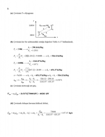 Termodinamik -2 Final Soruları ve Çözümleri - 2015