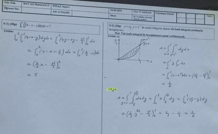 Matematik -2 Final Soruları ve Çözümleri - 2016
