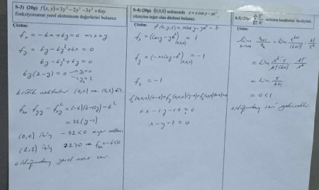 Matematik -2 Final Soruları ve Çözümleri - 2016