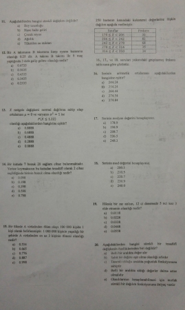 Olasılık ve İstatistik Dersi Final Soruları - 2016