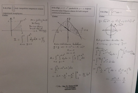 Matematik -2 Final Soruları ve Çözümleri - 18.05.2016