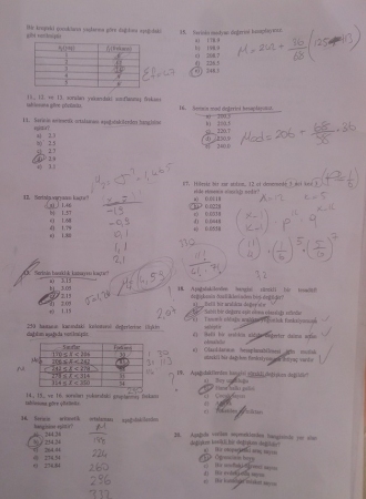 Olasılık ve İstatistik Final Soruları ve Cevapları (A - Grubu) - 2016