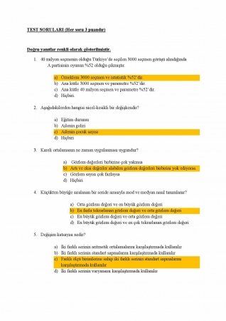 İstatistik Dersi Vize Soruları Ve Çözümleri - B Grubu