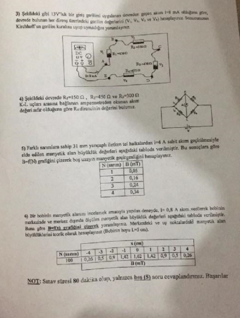 Fizik Lab. -2 Final Soruları Soruları