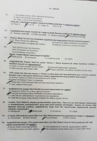 Atatürk İlkeleri ve İnkilap Tarihi -2 Final Soruları