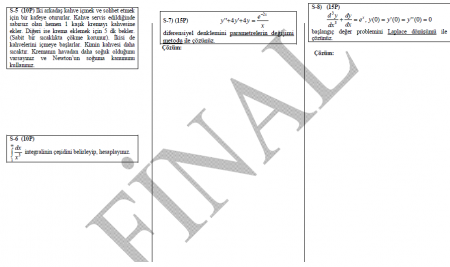 Diferansiyel Denklemler Final Soruları - 2016