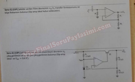 Elektronik Devreler -2 Final Soruları ve Cevapları - 2016(Mekatronik Müh)