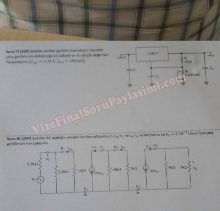 Elektronik Devreler -2 Final Soruları ve Cevapları - 2016(Mekatronik Müh)