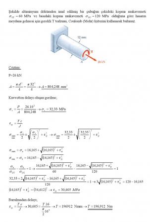 Mukavemet -2 Final Soruları ve Cevapları - 2016
