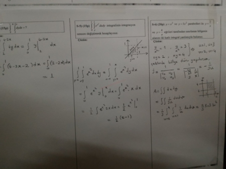 Matematik-2 Bütünleme Soruları ve Cevapları (Müh. Fakültesi)-2016