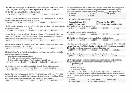 Maliye Politikası Dersi Vize Soruları