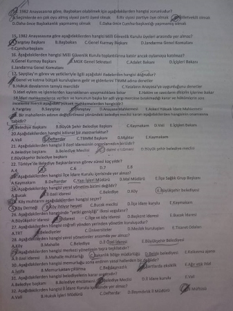 Türkiyenin Yönetim Yapısı Final Soruları