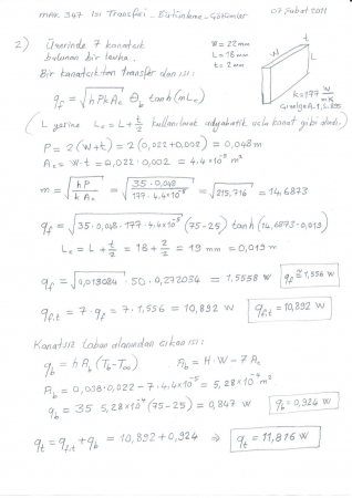 Isı Transferi Bütünleme Soruları ve Cevapları 2010