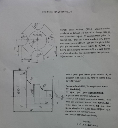 CNC Takım Tezgahları Dersi Final Soruları - Yaz Okulu