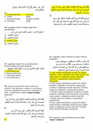 Arapça Hazırlık Final Soruları ve Cevapları
