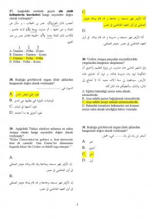 Arapça Hazırlık 3. Vize Soruları ve Cevapları - İHL