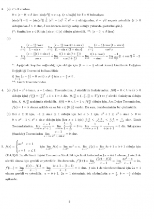 Analiz 1 Vize Soruları ve Çözümleri - 2015 / 2016