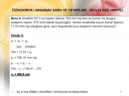 Fizikokimya -1 Vize Soruları ve Cevapları