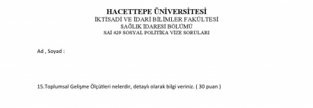 Sosyal Politika Dersi Vize Soruları