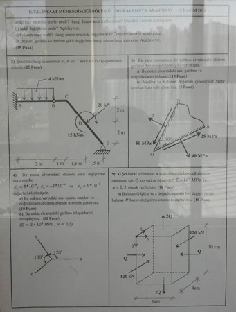 Mukavemet -1 Vize Soruları ve Cevapları - İnşaat Müh.