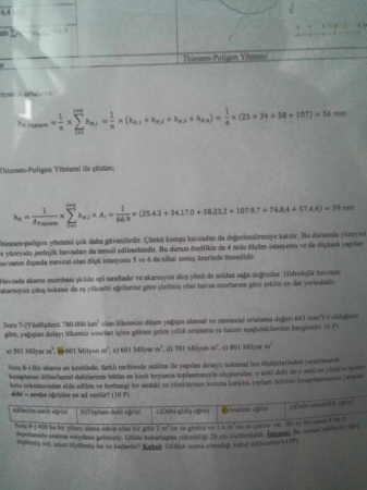 Hidroloji Dersi Vize Soruları ve Cevapları