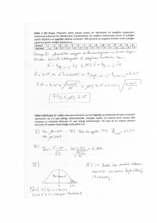 Olasılık ve İstatistik Vize -2 Soruları Ve Cevapları