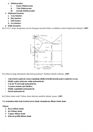 Malzeme Bilimi Bütünleme Soruları ve Cevapları