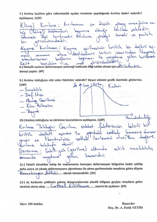 Mühendislikte Mekanik Deneyler Final Soruları ve Cevapları