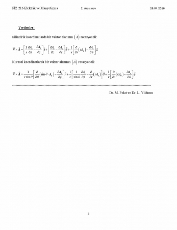 Elektrik Ve Manyetizma 2. Vize Soruları Ve Cevapları -2016