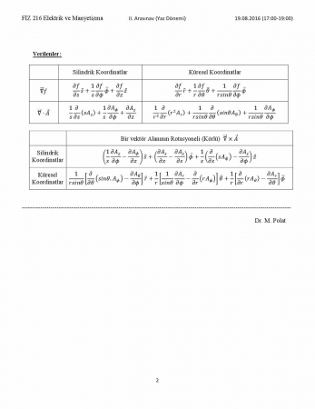 Elektrik Ve Manyetizma 2. Vize Soruları Ve Cevapları Yaz Okulu