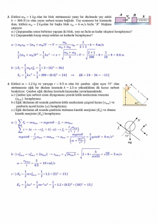 Fizik -1 2. Vize Soruları ve Cevapları