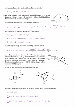 Fizik -1 Vize Soruları ve Cevapları -2013