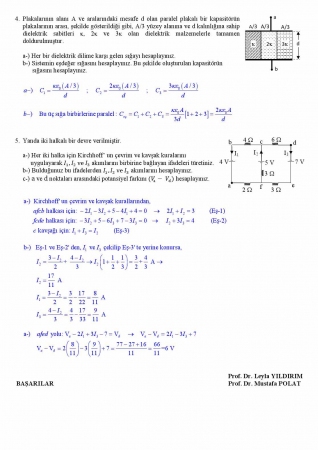 Fizik -1 Vize Soruları ve Cevapları Bahar Dönemi