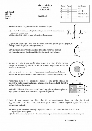 Fizik -2 Final Soruları ve Cevapları