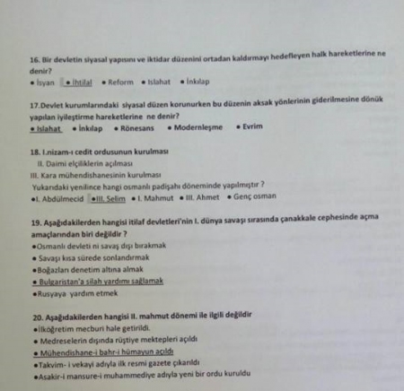 Atatürk İlkeleri ve İnkilap Tarihi -1 Vize Soruları ve Cevapları - 2016