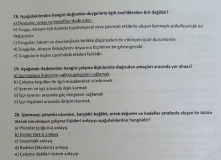 Çocuk Psikolojisi ve Ruh Sağlığı Dersi Çıkmış Sorular