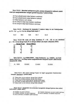 Mikroekonomi -2 Çalışma Soruları