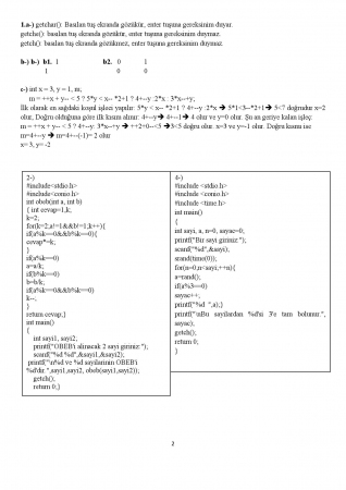 Bilgisayar Programlama Dersi Final Soruları