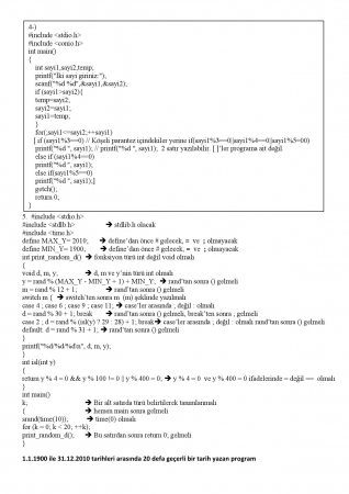 Bilgisayar Programlama Dersi Final Soruları GECE